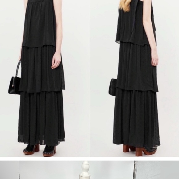 Happy Nature Black Maxi Layered Dress Full Length XXS NWT - Picture 2 of 8